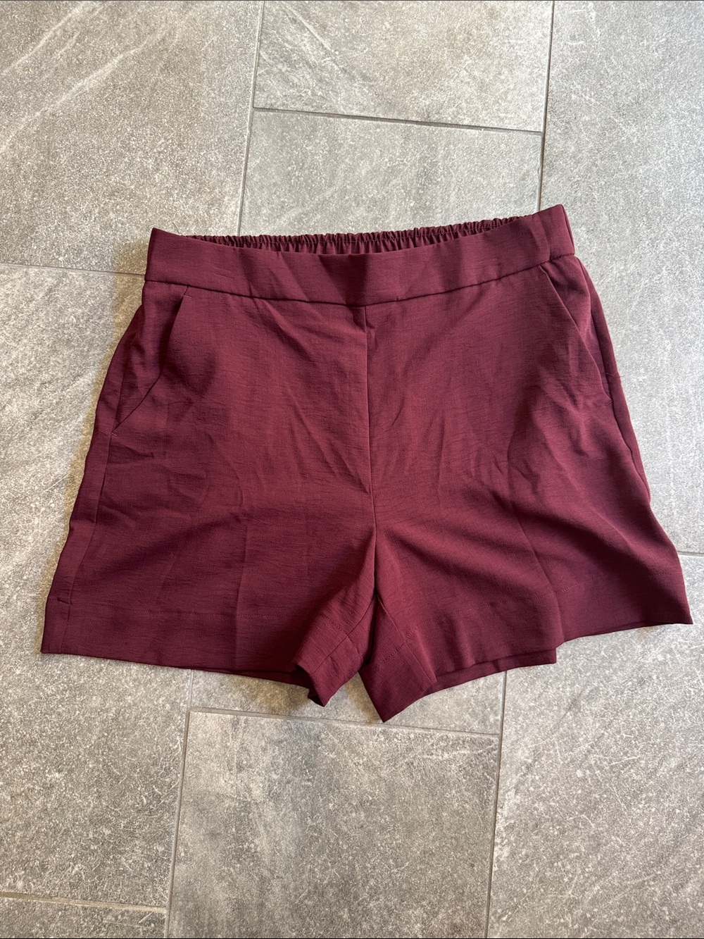 Nine West High-Rise Wine Burgundy Boat Shorts